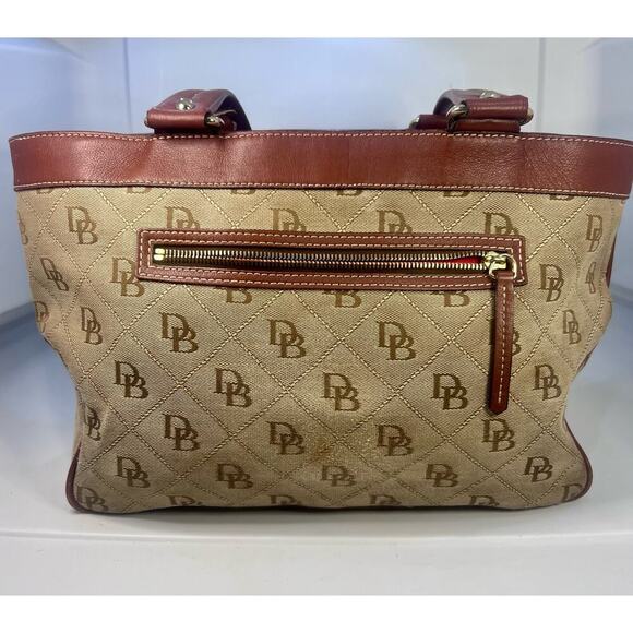 FINAL CLEARANCE! Dooney & Bourke AUTHENTIC VINTAGE Tan & Brown Handbag Purse - Picture 7 of 14